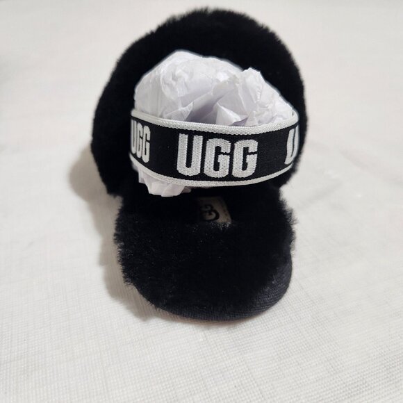 UGG Slippers Fluff Yeah Toddler Size 12  Fuzzy Black House Shoes - Picture 9 of 9